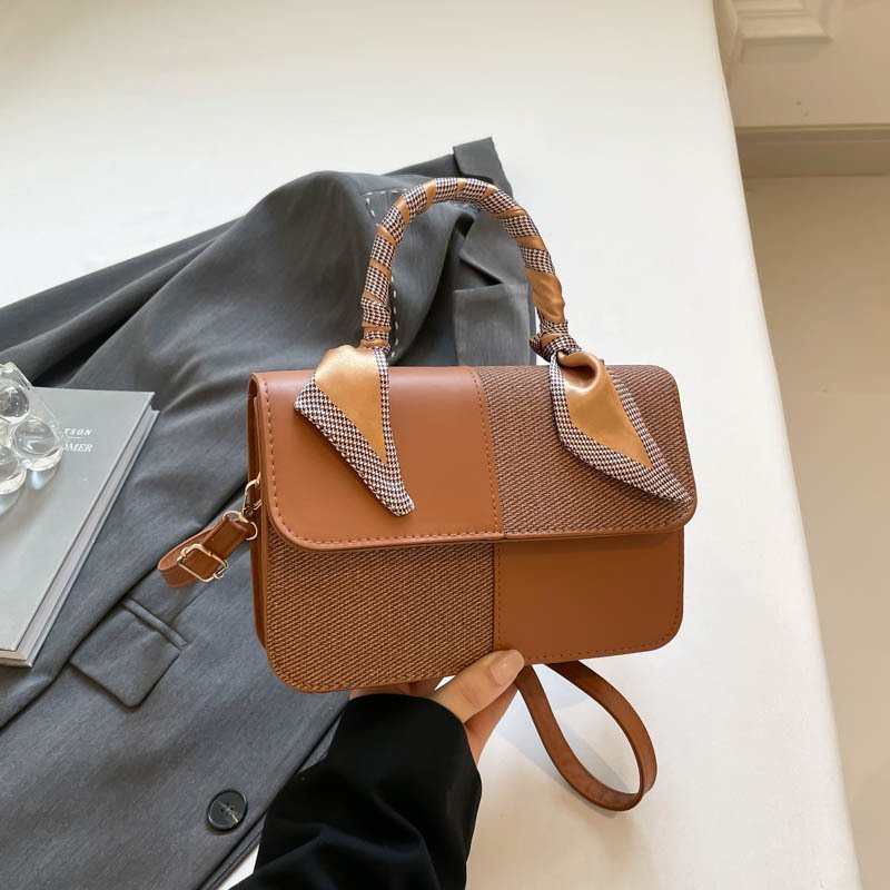 Contrast color retro small square handbag for women, cute fashion texture shoulder bag, personalized commuting crossbody bag - Image 13