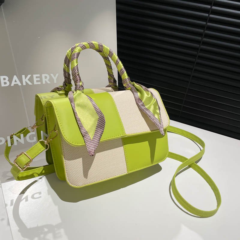 Contrast color retro small square handbag for women, cute fashion texture shoulder bag, personalized commuting crossbody bag