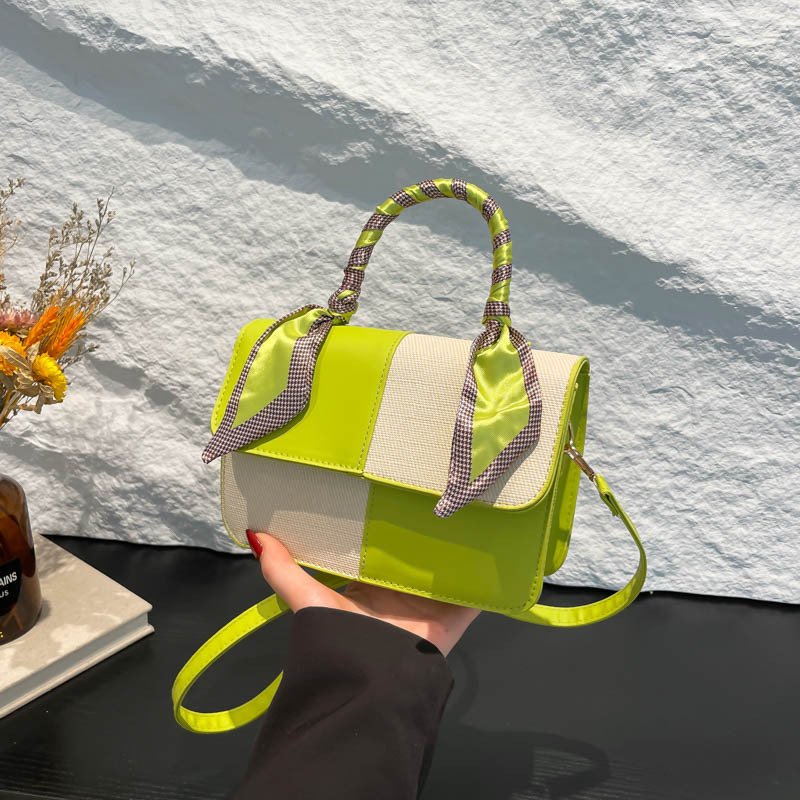 Contrast color retro small square handbag for women, cute fashion texture shoulder bag, personalized commuting crossbody bag - Image 2