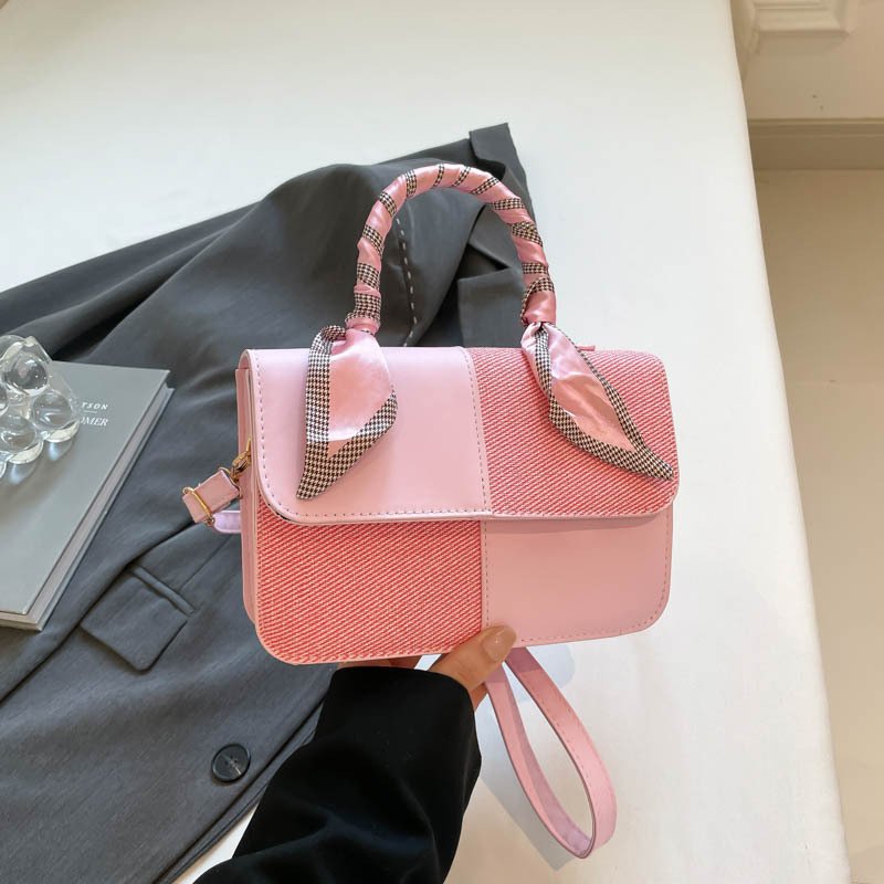 Contrast color retro small square handbag for women, cute fashion texture shoulder bag, personalized commuting crossbody bag - Image 4