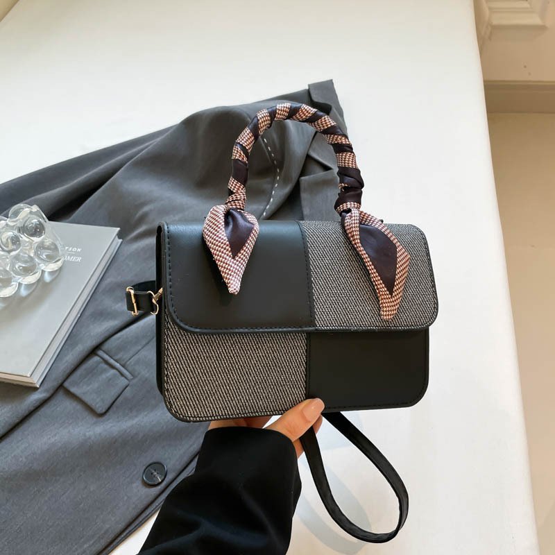 Contrast color retro small square handbag for women, cute fashion texture shoulder bag, personalized commuting crossbody bag - Image 7