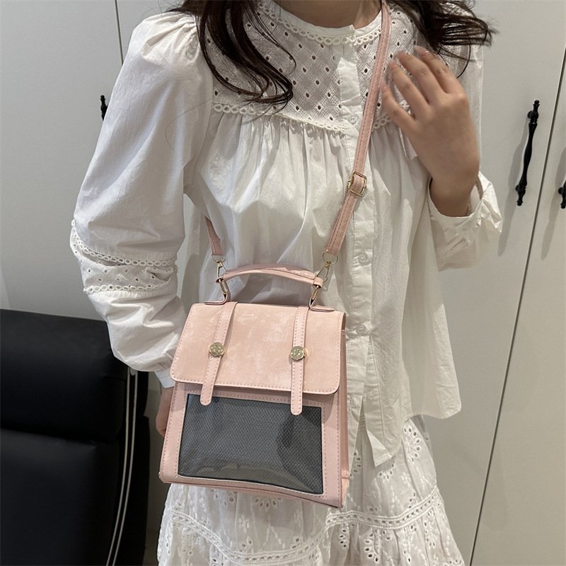 High-looking shoulder bag for women, large-capacity pain bag, transparent portable, sweet Japanese style women's bag