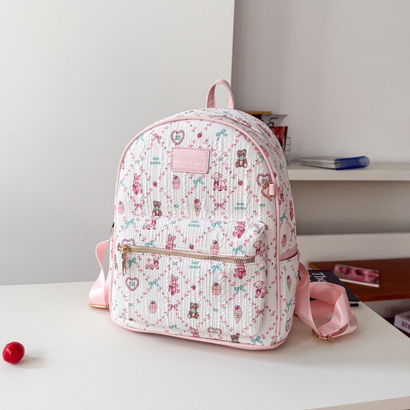 Cartoon Graffiti Bear Backpack Bag Women's Fashion Printed Casual Backpack Student School Bag