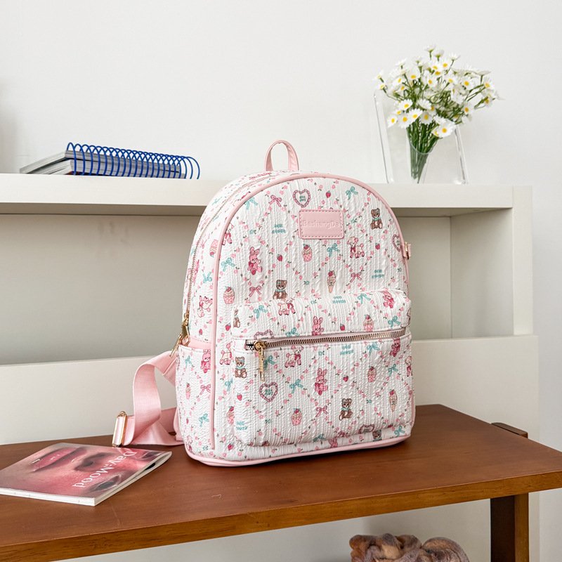 Cartoon Graffiti Bear Backpack Bag Women's Fashion Printed Casual Backpack Student School Bag - Image 2