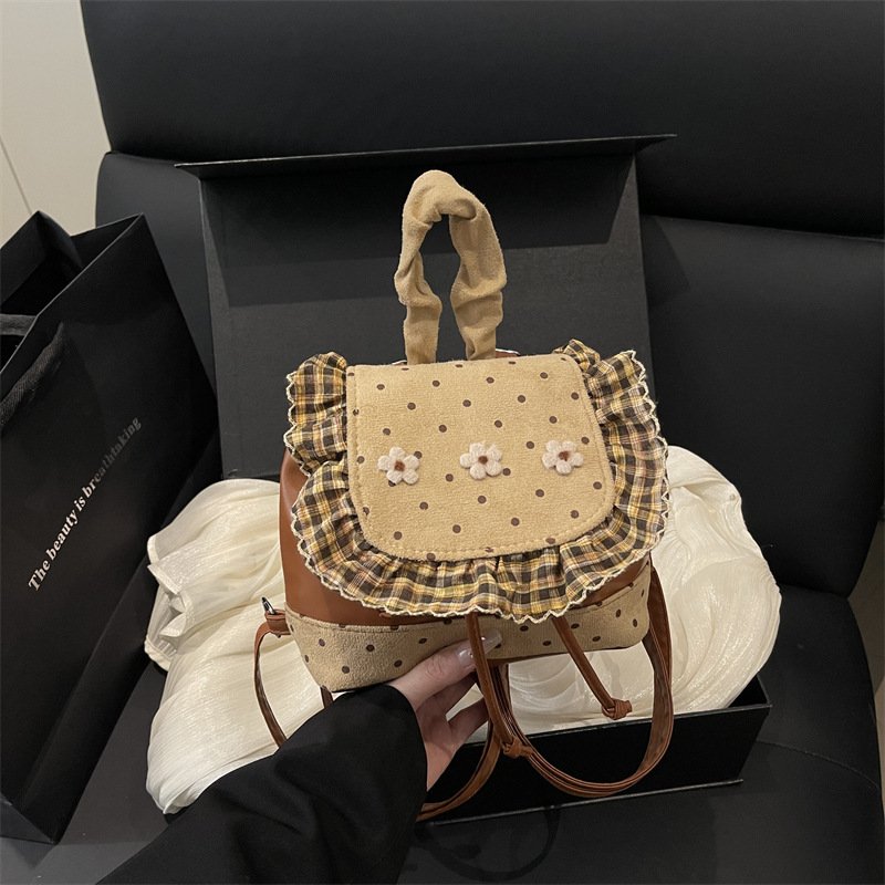 Fashionable patchwork small flower mini backpack bag for women, fashionable, versatile and cute small backpack gift