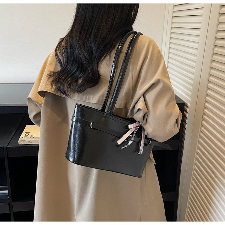 Sweet bow niche underarm bag women's trendy fashion tote bag simple large capacity bag