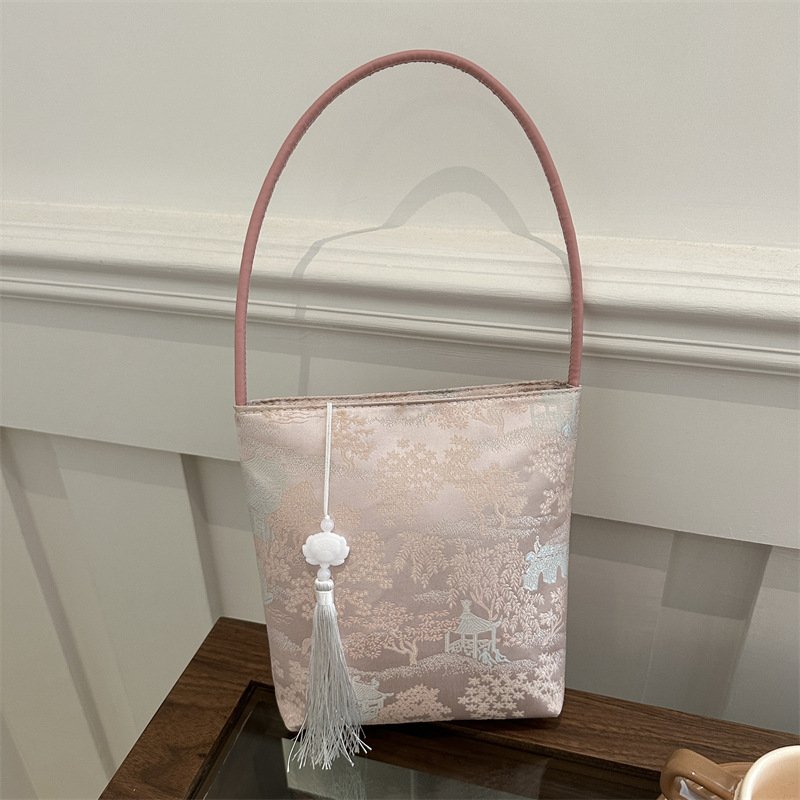 Super popular niche new Chinese style bag for women, Chinese style single shoulder armpit bag, portable antique style Hanfu bucket bag