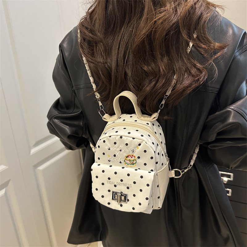 Polka Dot Mini Backpack Large Capacity Student Fashion Simple Personalized Travel Small Backpack