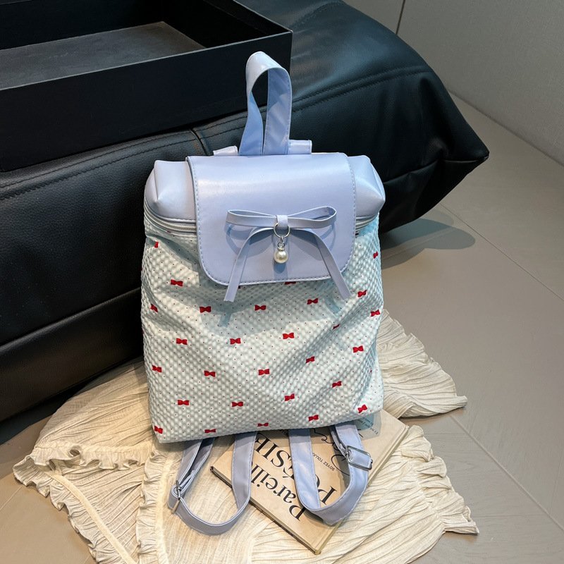 Autumn bow girl backpack literary and fresh lace small backpack for women