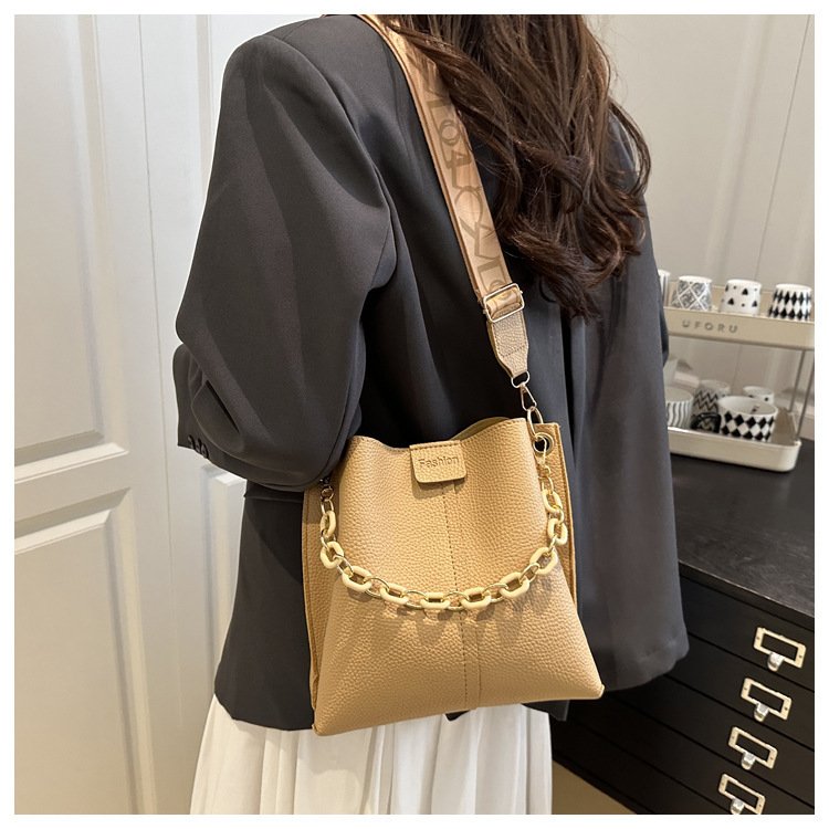 Bucket bag texture women's bag fashion crossbody bag niche chain handbag bag