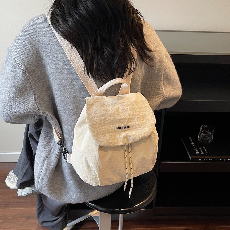 Contrast color fabric backpack women's fall student commuting lazy style fashion trend handbag