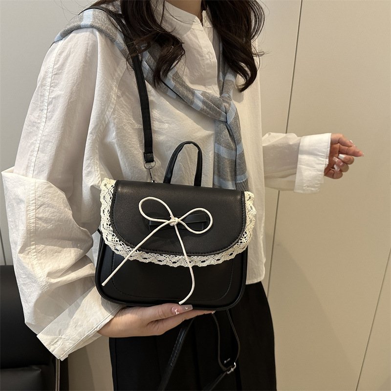 Niche design backpack for women, autumn bow tie drawstring, versatile student backpack