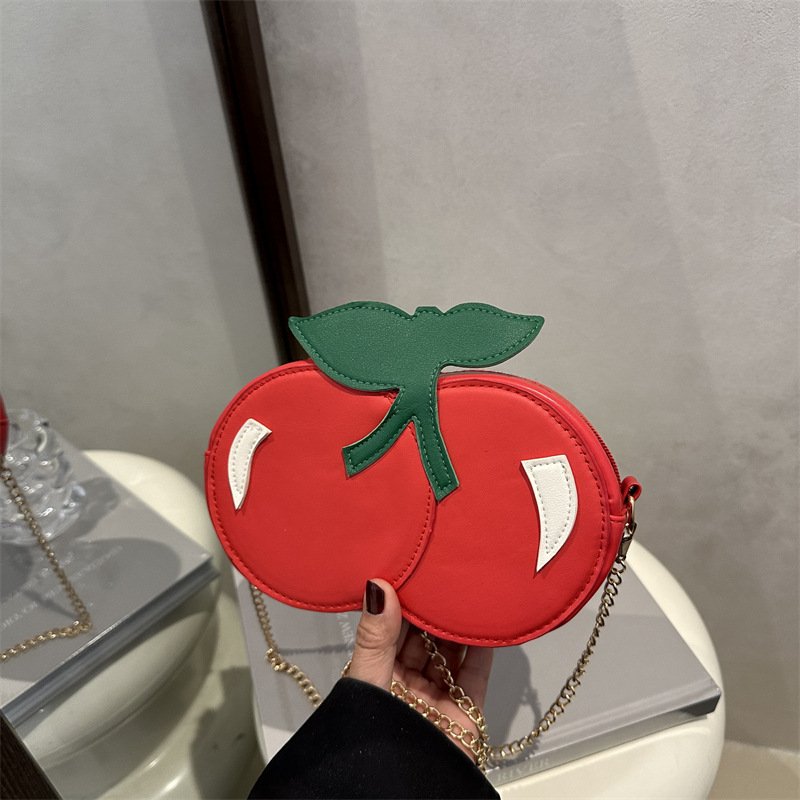 Trendy Cherry Shape Shoulder Crossbody Bag Women??s Cute Personalized Small Chain Casual Bag