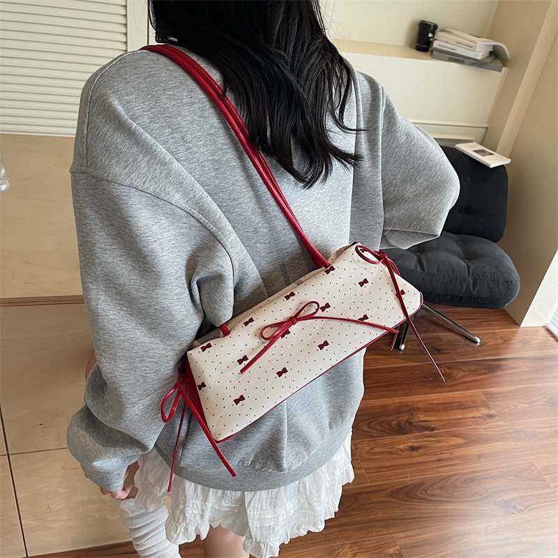 Fashionable and versatile sweet bow armpit bag for women simple niche high-end shoulder handbag