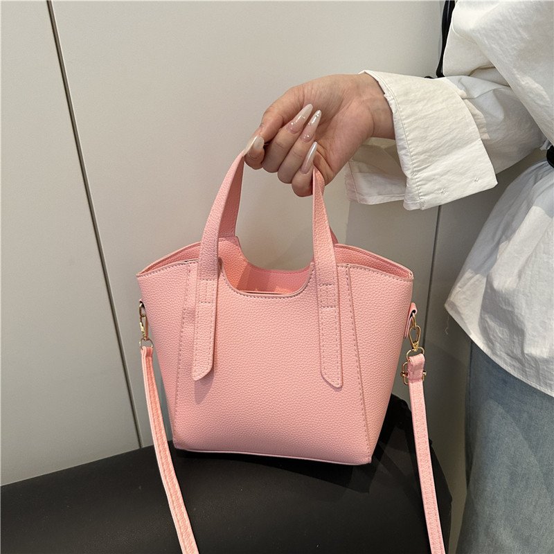 Niche silver high-end vegetable basket handbag litchi texture one-shoulder crossbody bag for women