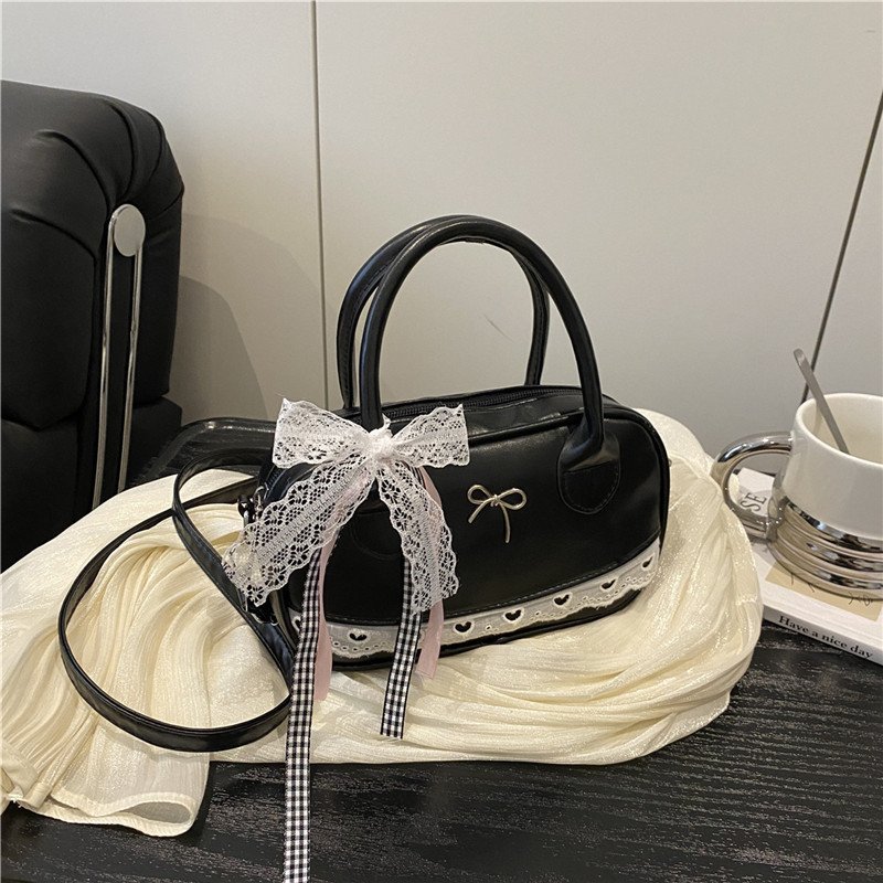 Simple large-capacity fashionable texture trendy casual cross-body hand-carrying one-shoulder bowling bag for women
