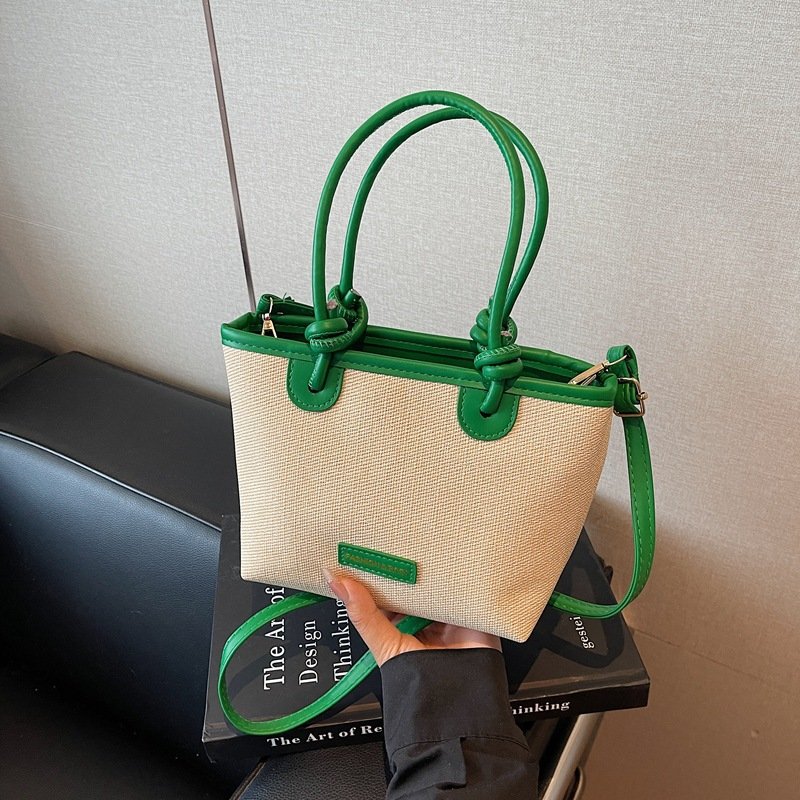 Canvas bag women's fashion summer popular shoulder bag large capacity bucket bag hand messenger bag