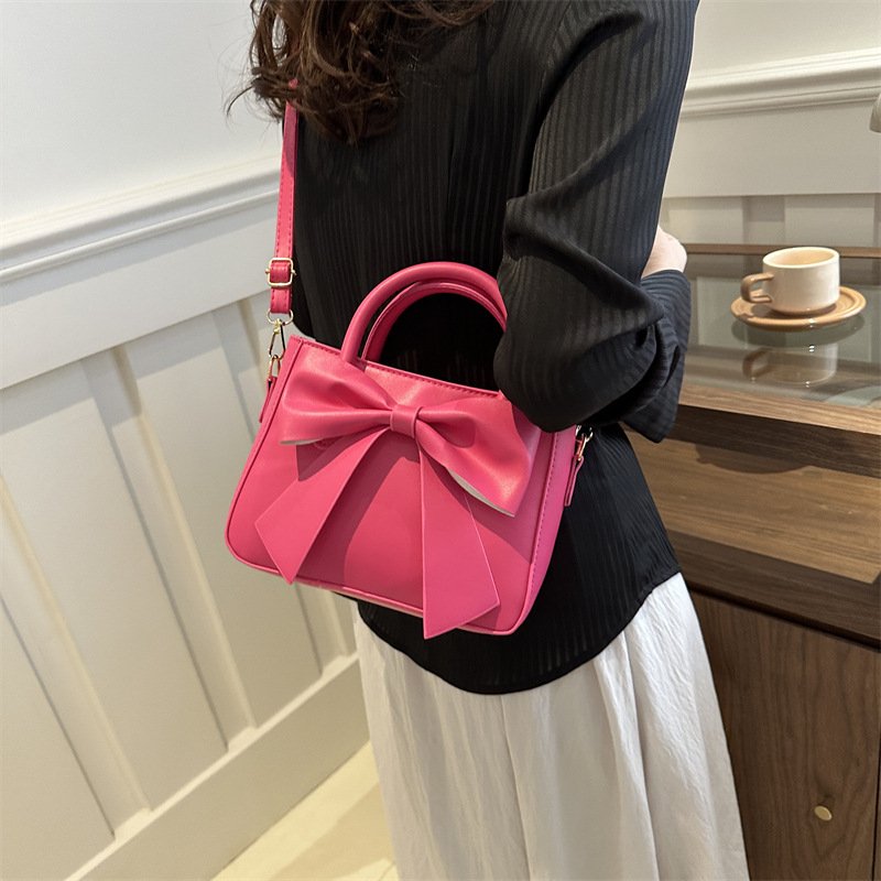 High-end bow handheld small square bag women's fashion shoulder bag crossbody bag
