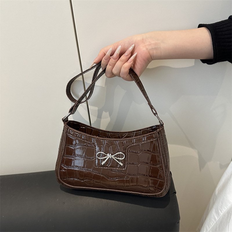 Mobile phone bag, bow bag, shoulder bag, crossbody bag, textured, versatile armpit bag, fashionable handbag