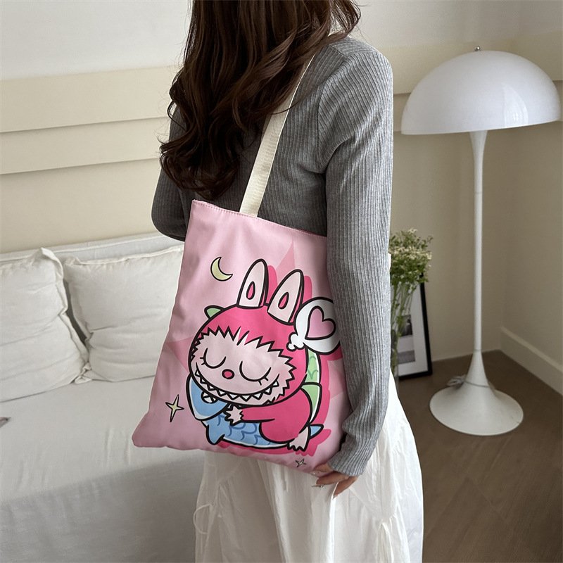 Rabbu canvas bag, versatile shoulder bag, large capacity student class commuting handbag canvas bag for women