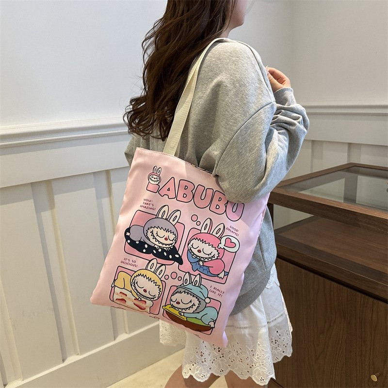 Rabbu canvas bag, versatile shoulder bag, large capacity student class commuting handbag canvas bag for women - Image 2