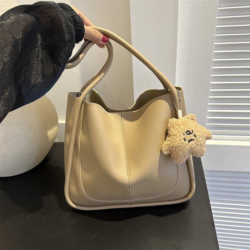 Bags for women high-quality solid color stitching simple retro large-capacity commuter portable shoulder bag armpit tote bag