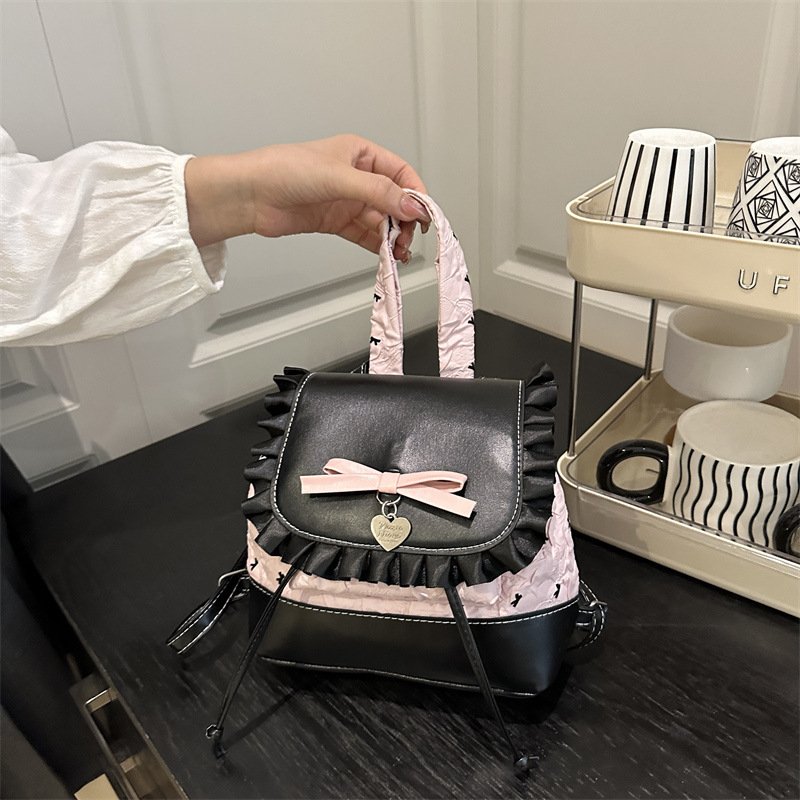 Autumn large capacity women's color matching simple fashion ballet style casual bow shoulder underarm backpack